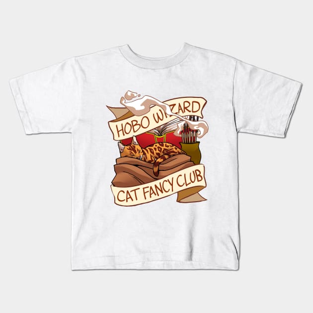 Hobo Wizard Cat Fancy Club Kids T-Shirt by aimoahmed